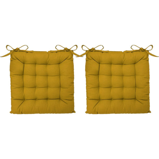Atmosphera Tuintoelkussen - 4x - oker geel - katoen - 38 x 6 cm - zitkussen
