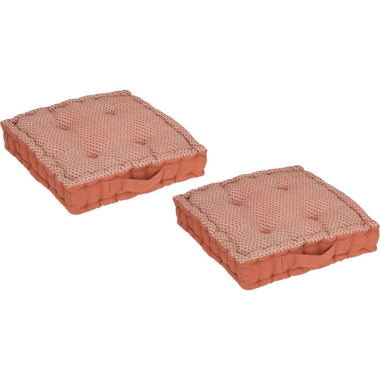 Atmosphera Vloerkussen Square - 2x - steenrood - katoen - 40 x 40 x 8 cm - Extra dik grond zitkussen