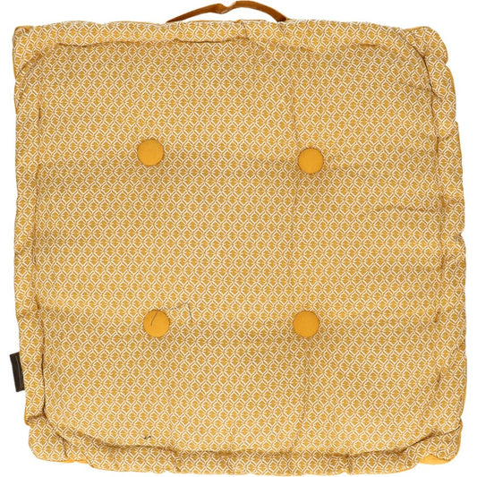 Atmosphera Vloerkussen Square - geel - katoen - 40 x 40 x 8 cm - Extra dik grond zitkussen/matraskussen