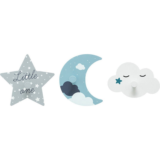 Atmosphera Wandhaken kinderkamer 3 stuks blauw