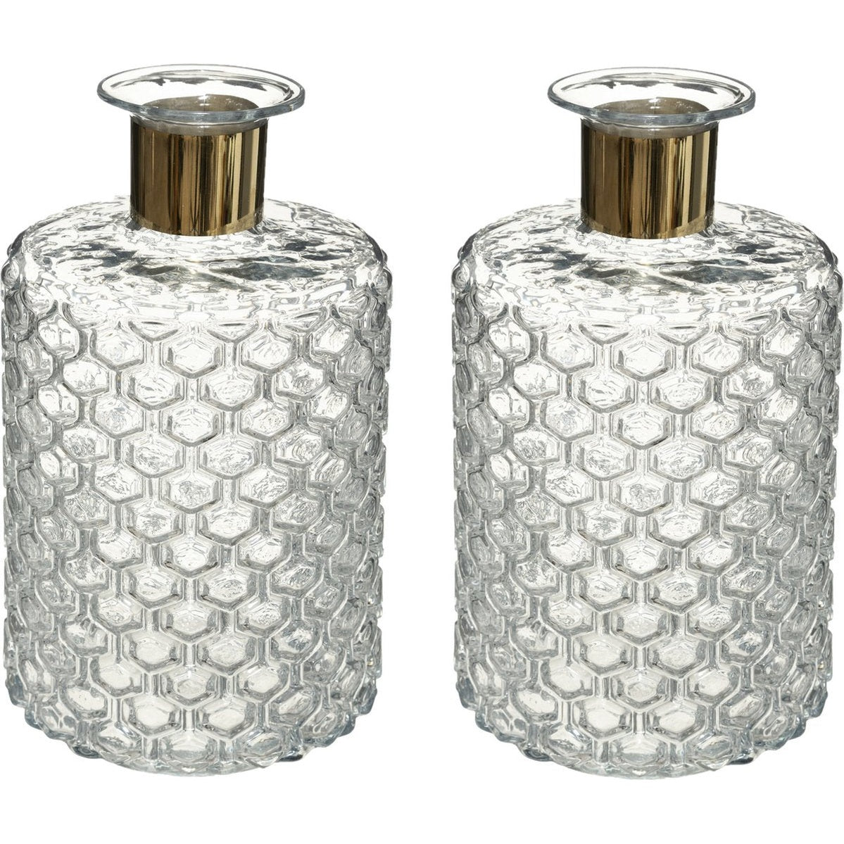Atmosphera bloemenvaas - 2x - Elegance - Apotheker Fles model - transparant - glas - H26 x D15 cm