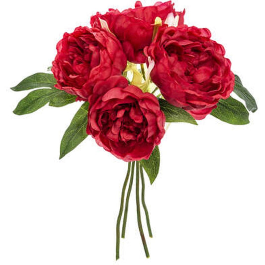 Atmosphera boeket van pioenrozen kunstbloemen - rood - hoogte 30 cm - rode bloemen