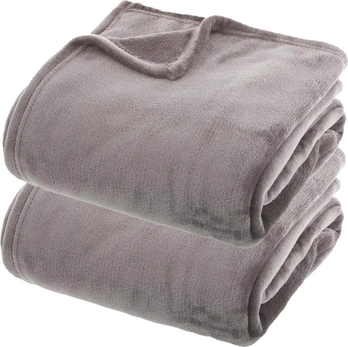 Atmosphera fleece dekens/fleeceplaids - 2x - betongrijs- 180 x 230 cm - polyester - Molton Bankdeken