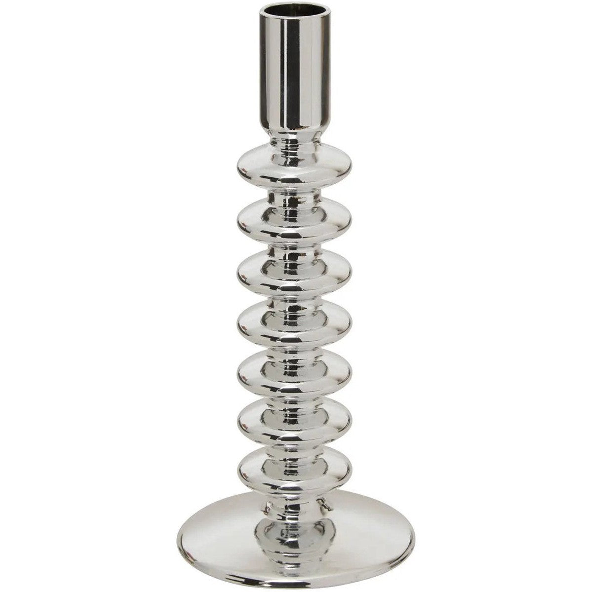 Atmosphera kaarsen kandelaar - 2x - decoratief glas - dinerkaarsen - zilver - D9 x H22 cm