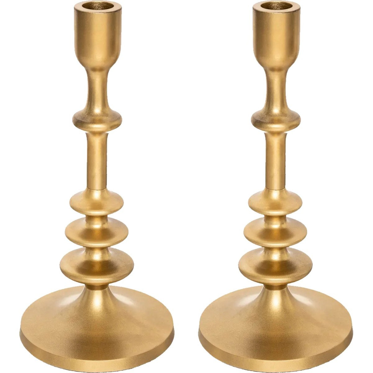 Atmosphera kaarsen kandelaar - 2x - decoratief metaal - dinerkaarsen - goud - D12 x H26 cm