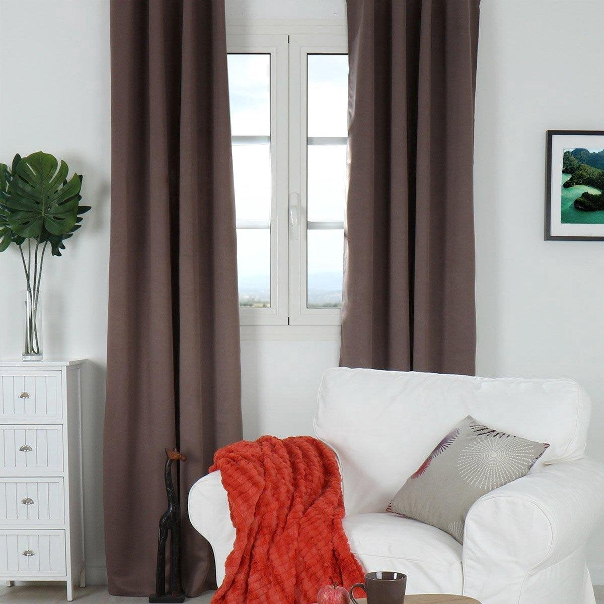 Atmosphera verduisterende gordijnen - set 2x stuks - B135 x L240 cm - taupe - geplooid - met ringen - kant en klaar