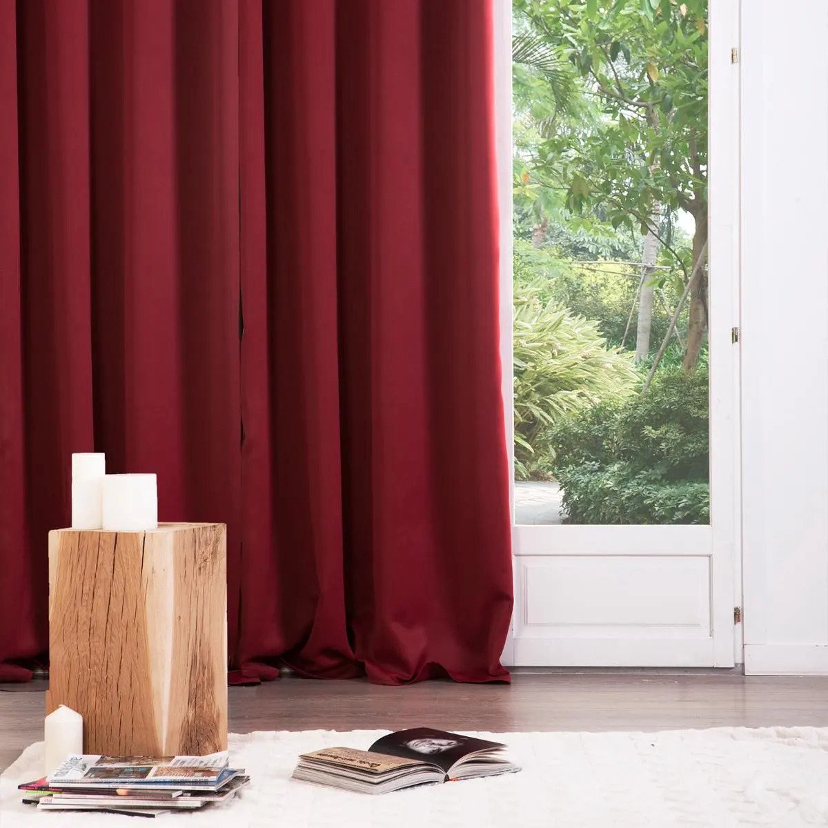 Atmosphera verduisterende gordijnen - set 2x stuks - B135 x L240 cm - rood - geplooid - met ringen - kant en klaar