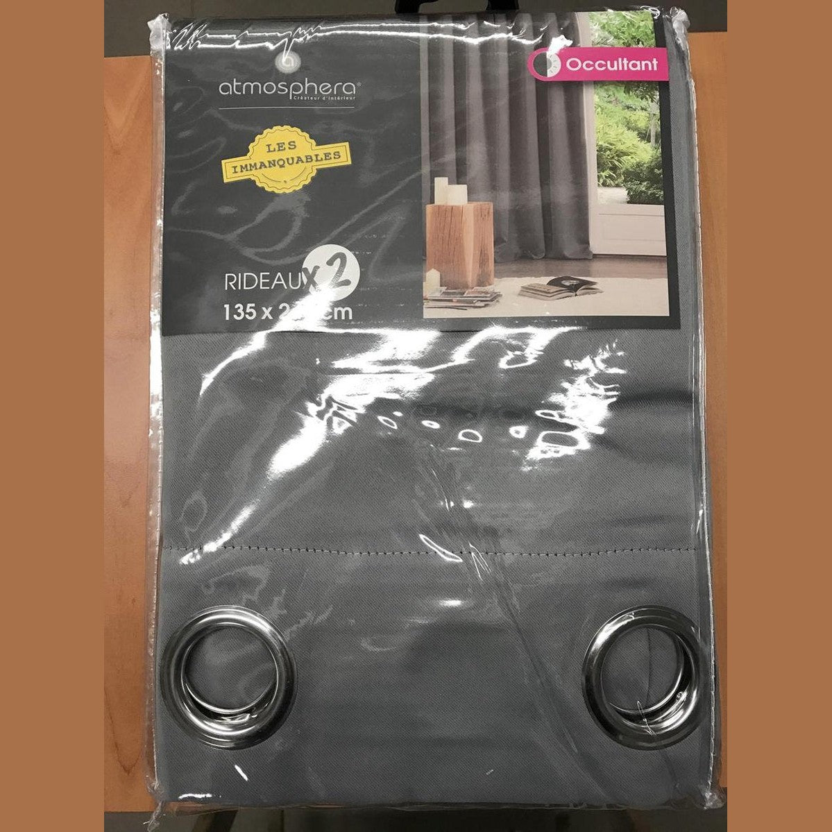 Atmosphera verduisterende gordijnen - set 2x stuks - B135 x L240 cm - grijs - geplooid - met ringen - kant en klaar