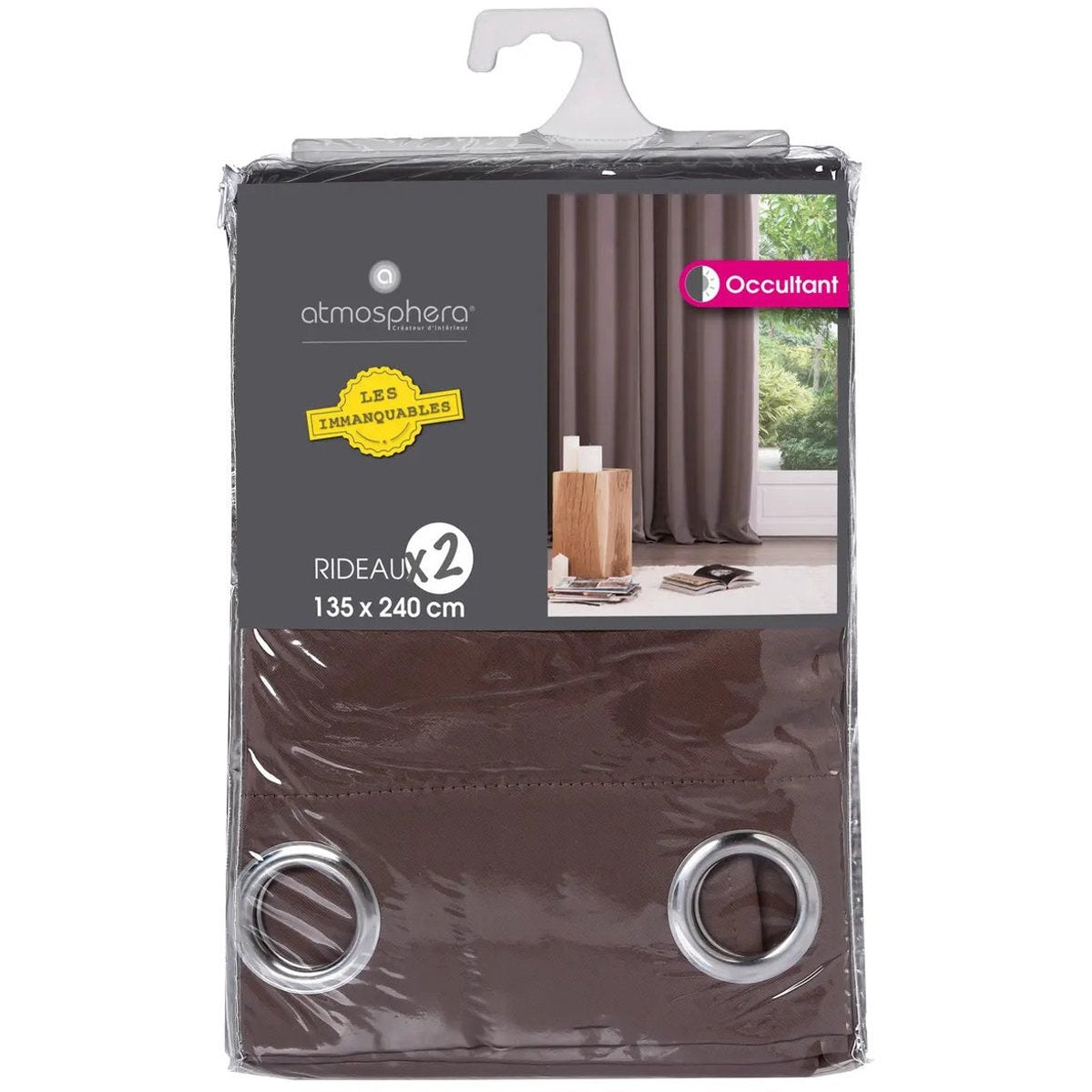 Atmosphera verduisterende gordijnen - set 2x stuks - B135 x L240 cm - taupe - geplooid - met ringen - kant en klaar