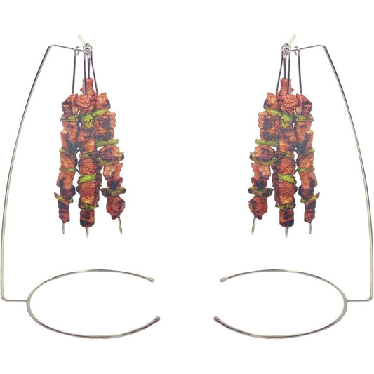 BBQ Grill2 Spiezen Houders met  10 Spiezen - Barbeque Spies Houder - Grill - Kebab - Sate Pennen - Vleespennen - Spiezen