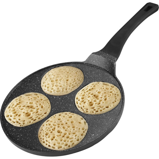 BIKO - Crêpemaker - Pancake -  Pannenkoeken - Flensjespan - 4 Kop Marmeren Anti Aanbaklaag - Zwart