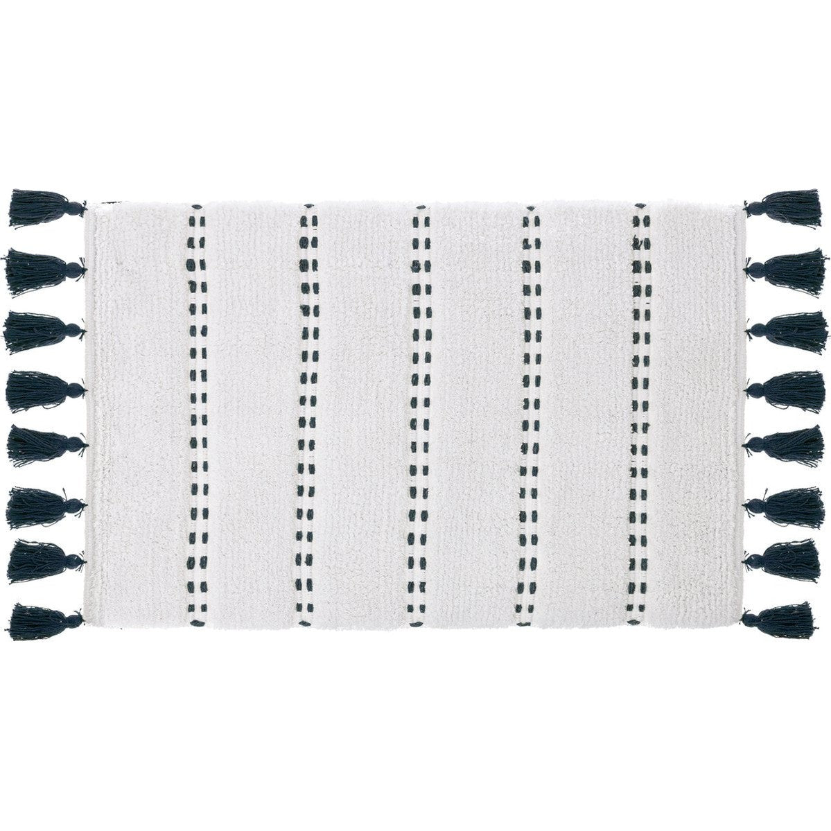 Badmat - Katoen - Wit + Donkergroen - 50 x 75 cm