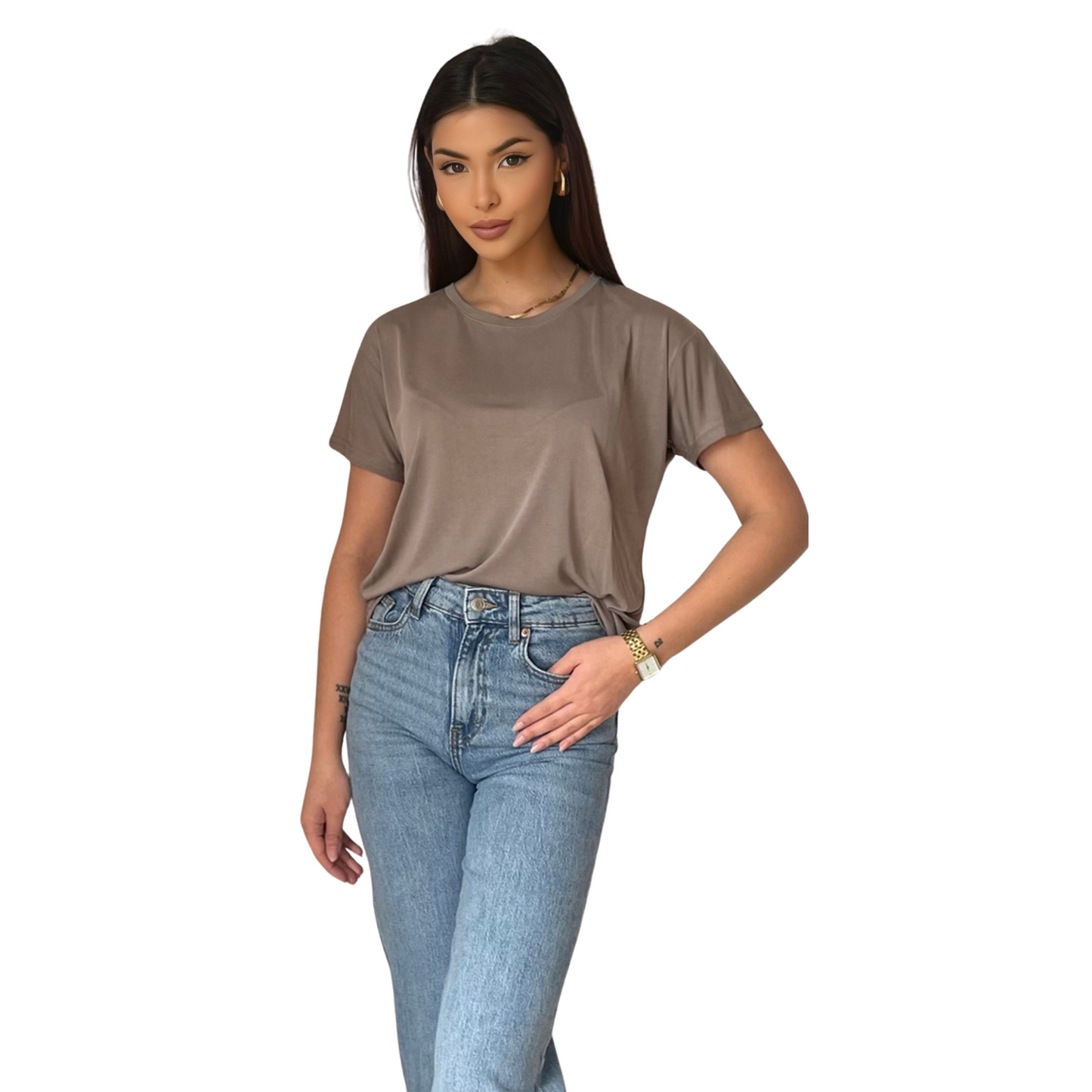 Basic T-shirt - Coffee - MODESTNOVA