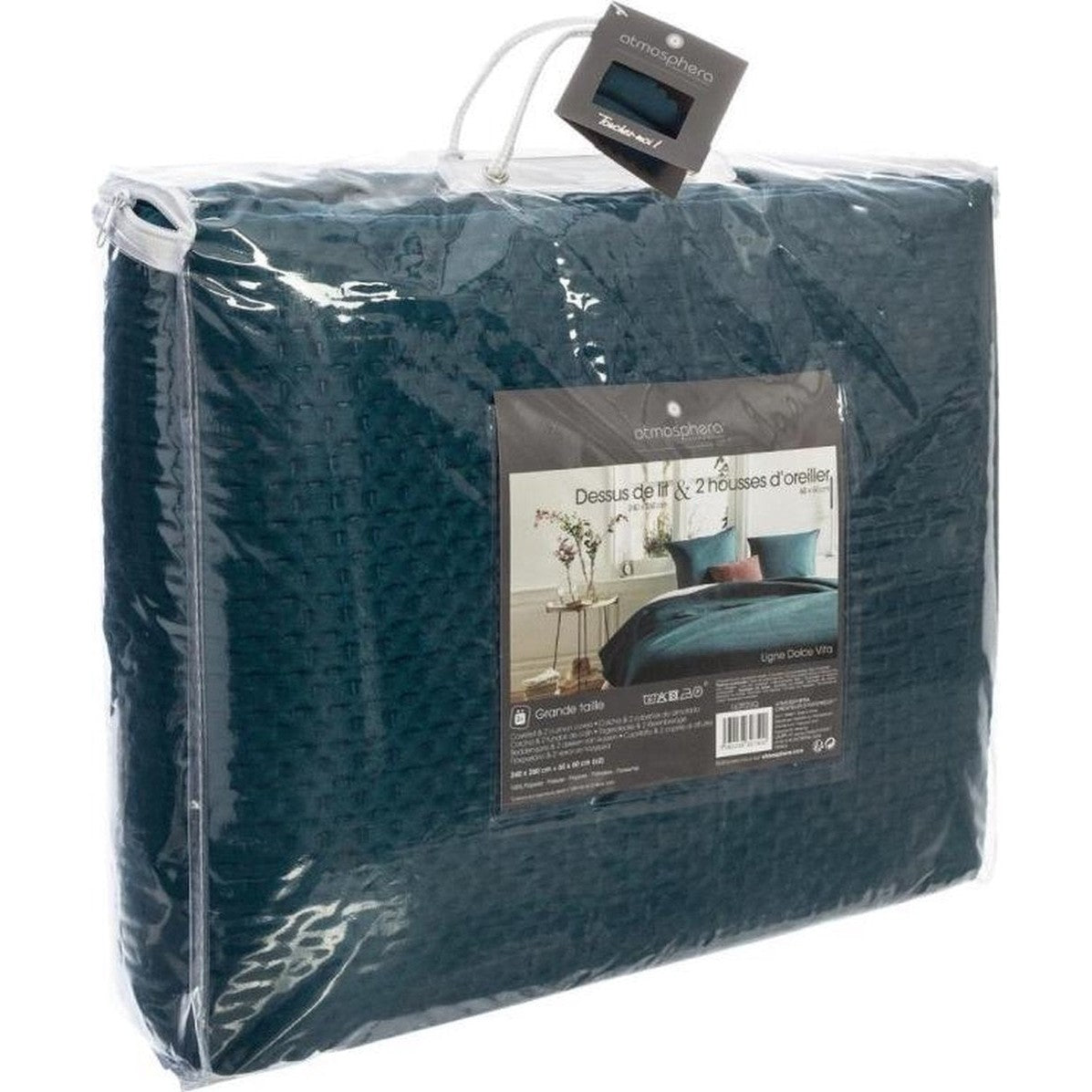 Bedsprei - Blauw/groen -afmeting 260x240 met 2 kussenslopen van 60x60