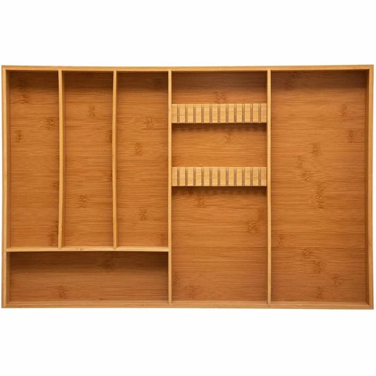 Bestekbak/keuken organizer 6-vaks bamboe - 38 x 58 cm