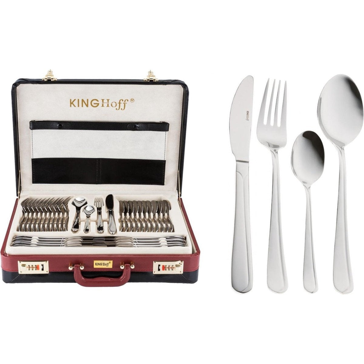 Bestekset - 12 persoons - 72-delig - Luxe Opbergkoffer - 18/10 - Kinghoff 3509