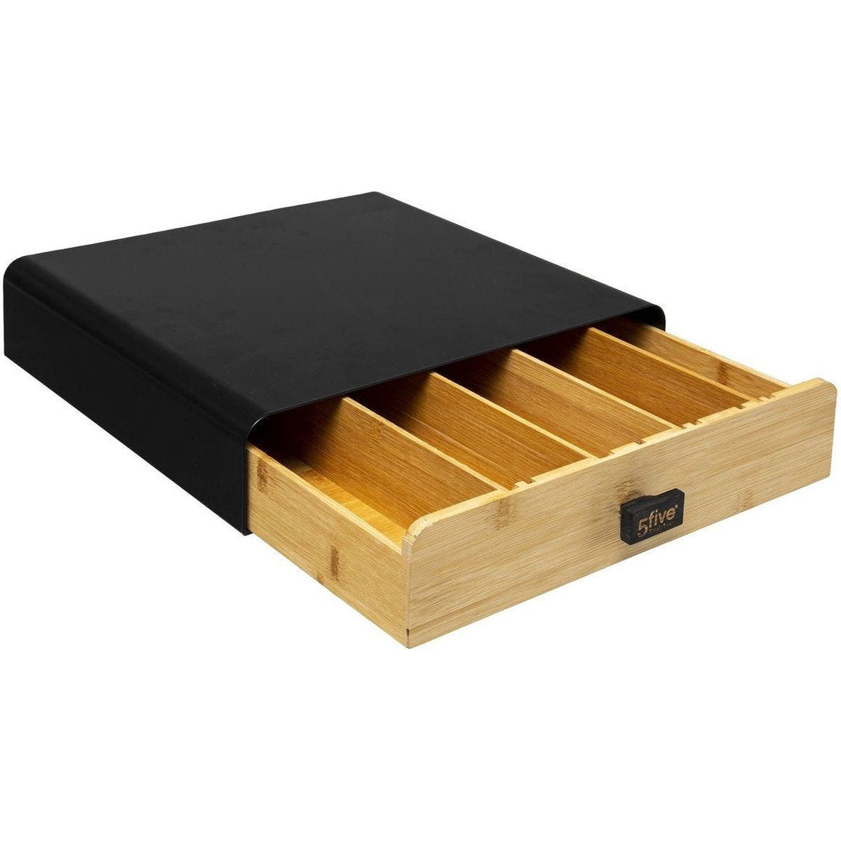 Capsule houder van metaal zwart en bamboe naturel | Geschikt voor koffie cups van Nespresso, Vertuo, Dolce Gusto