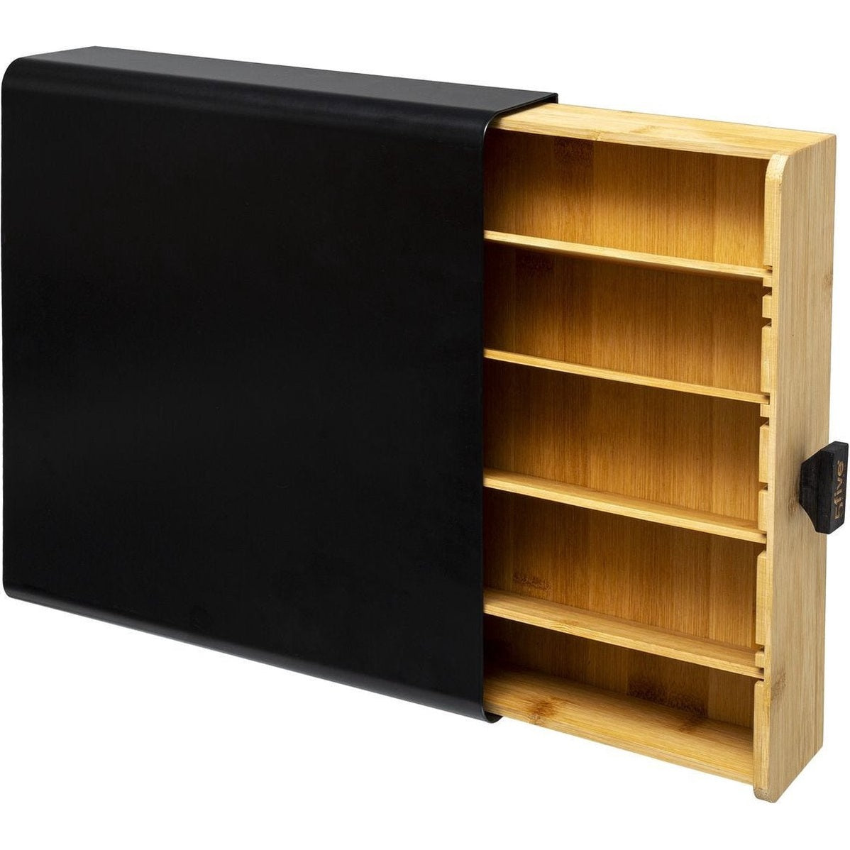 Capsule houder van metaal zwart en bamboe naturel | Geschikt voor koffie cups van Nespresso, Vertuo, Dolce Gusto