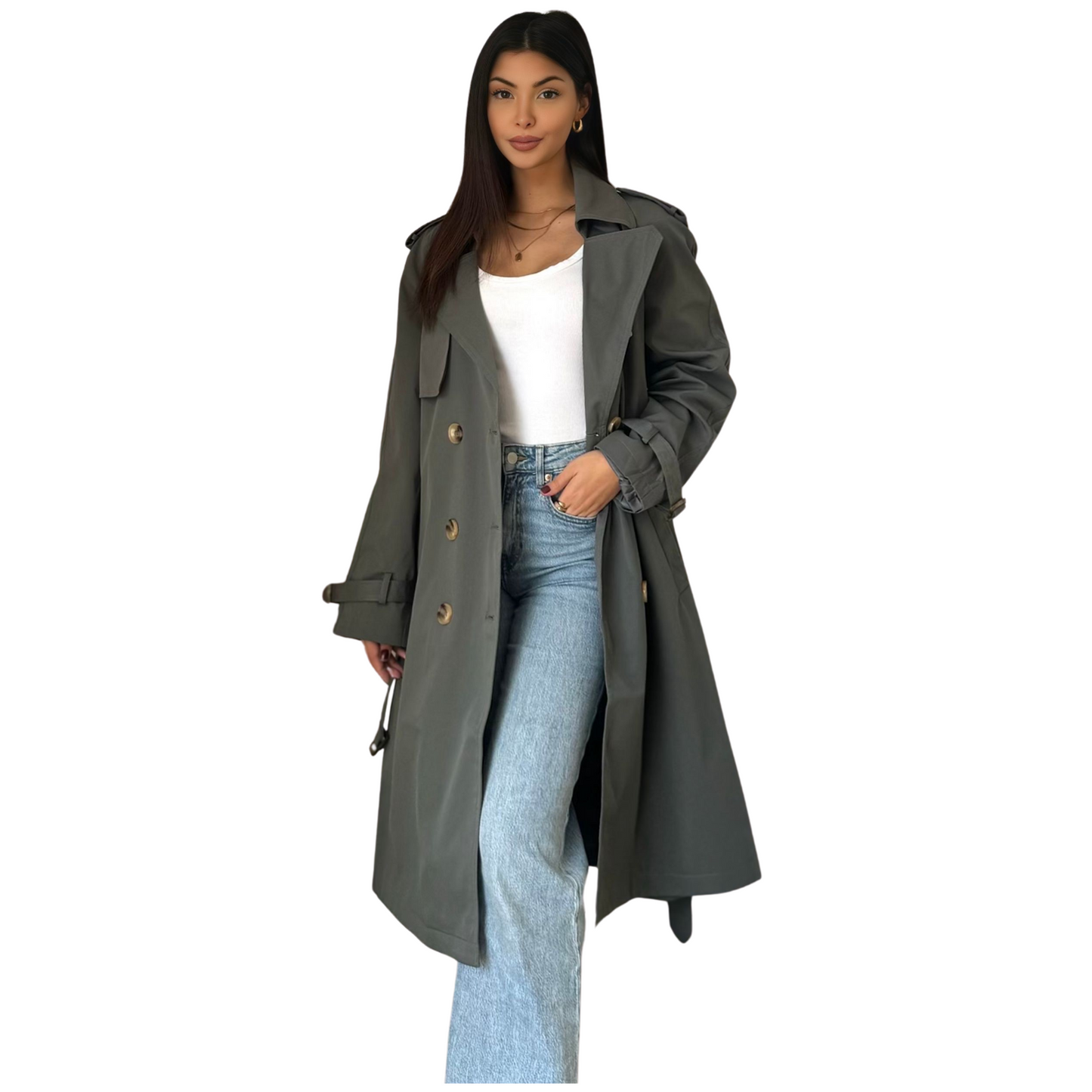 Classic Trenchcoat - Grijs - MODESTNOVA