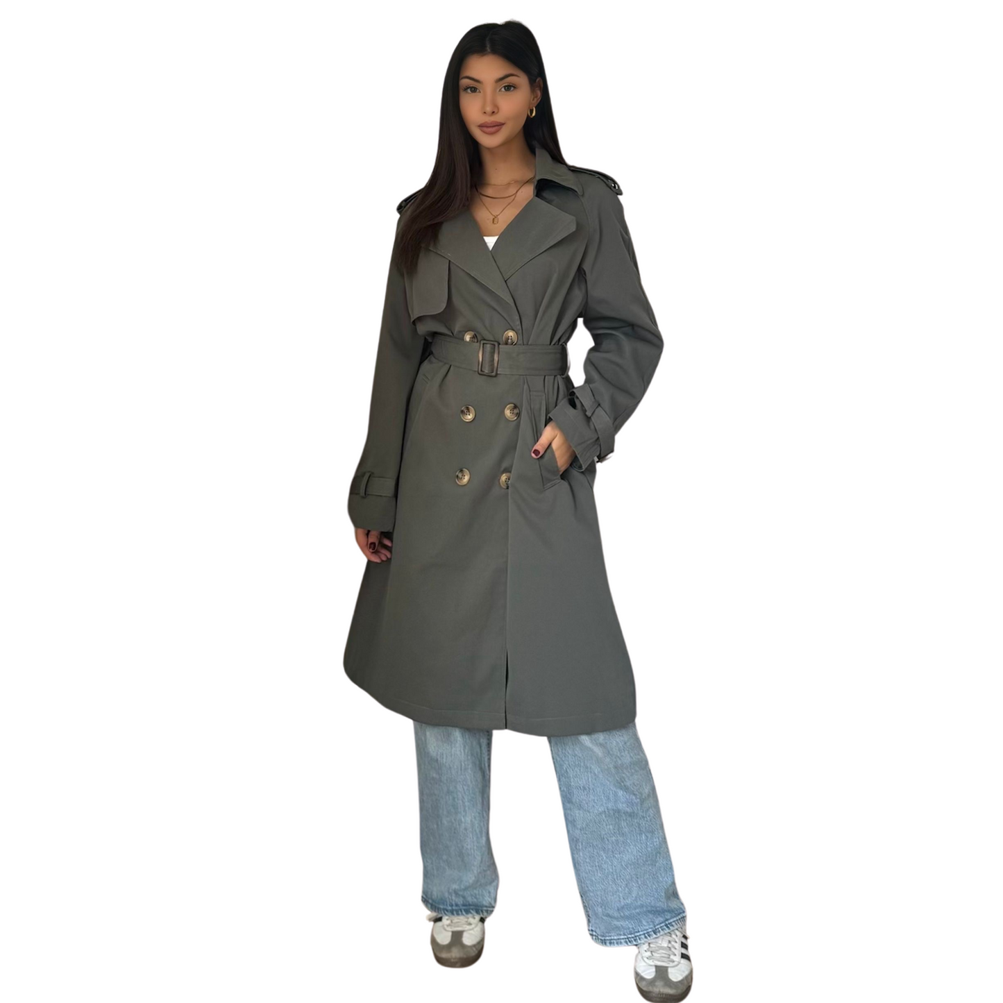 Classic Trenchcoat - Grijs - MODESTNOVA