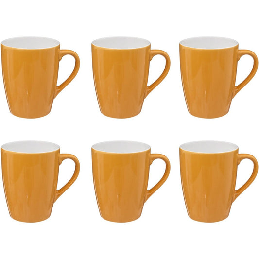 Colorama Gele Ronde Mok met Oor - Set van 6 - 38 cl - Faience Materiaal