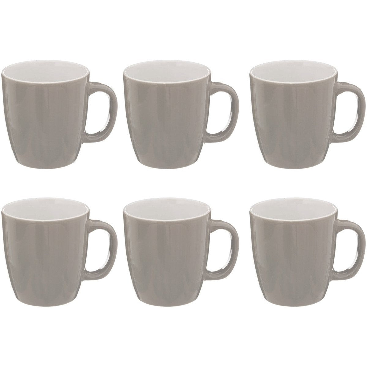 Colorama Grijs Ronde Mok met Oor - Set van 6 - 18 cl - Faience Materiaal