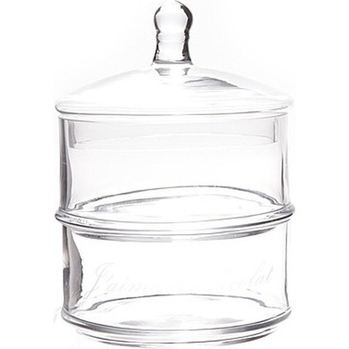 Cosy & Trendy Bonbonniere - 2 laags - 12 x 18 cm - glas - met tekst - voorraadpot - snoeppot - voor chocolade/bonbons