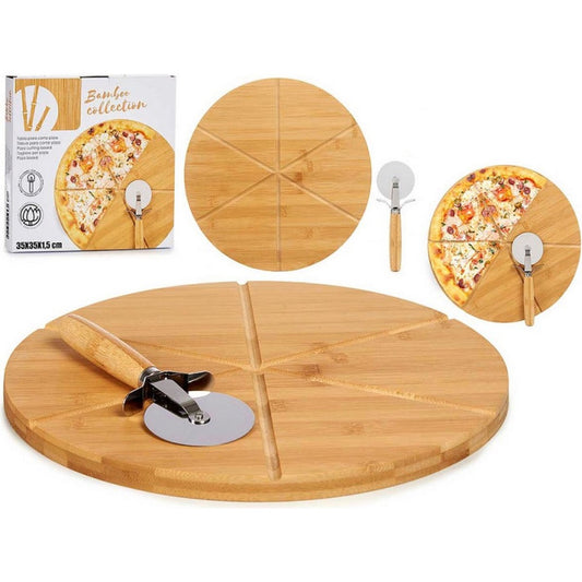 Cutting board Pizza Brown Bamboo (Ø 35 cm)