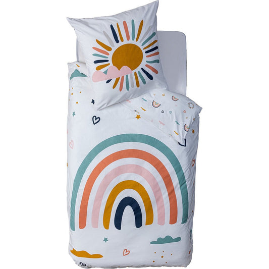 Dekbedovertrek kinderen 140x200 cm - Regenboog 1 persoons dekbed - Meisjes slaapkamer