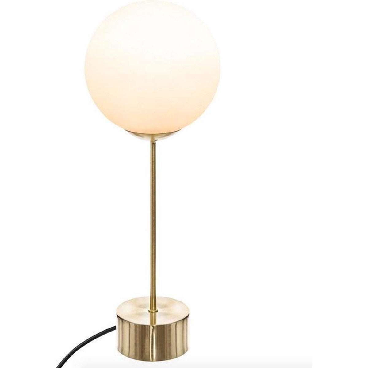 Design tafellamp goud met witte glasbol hoogte 43cm