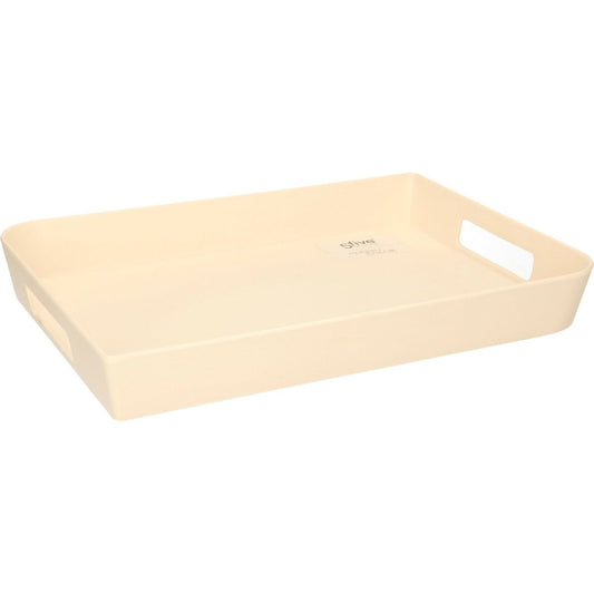 Dienblad/serveerblad rechthoekig 35 x 25 cm beige/creme met handvaten