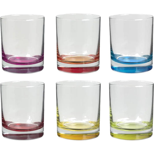 Drinkglas met gekleurde bodem - set van 6 stuks - 350cl