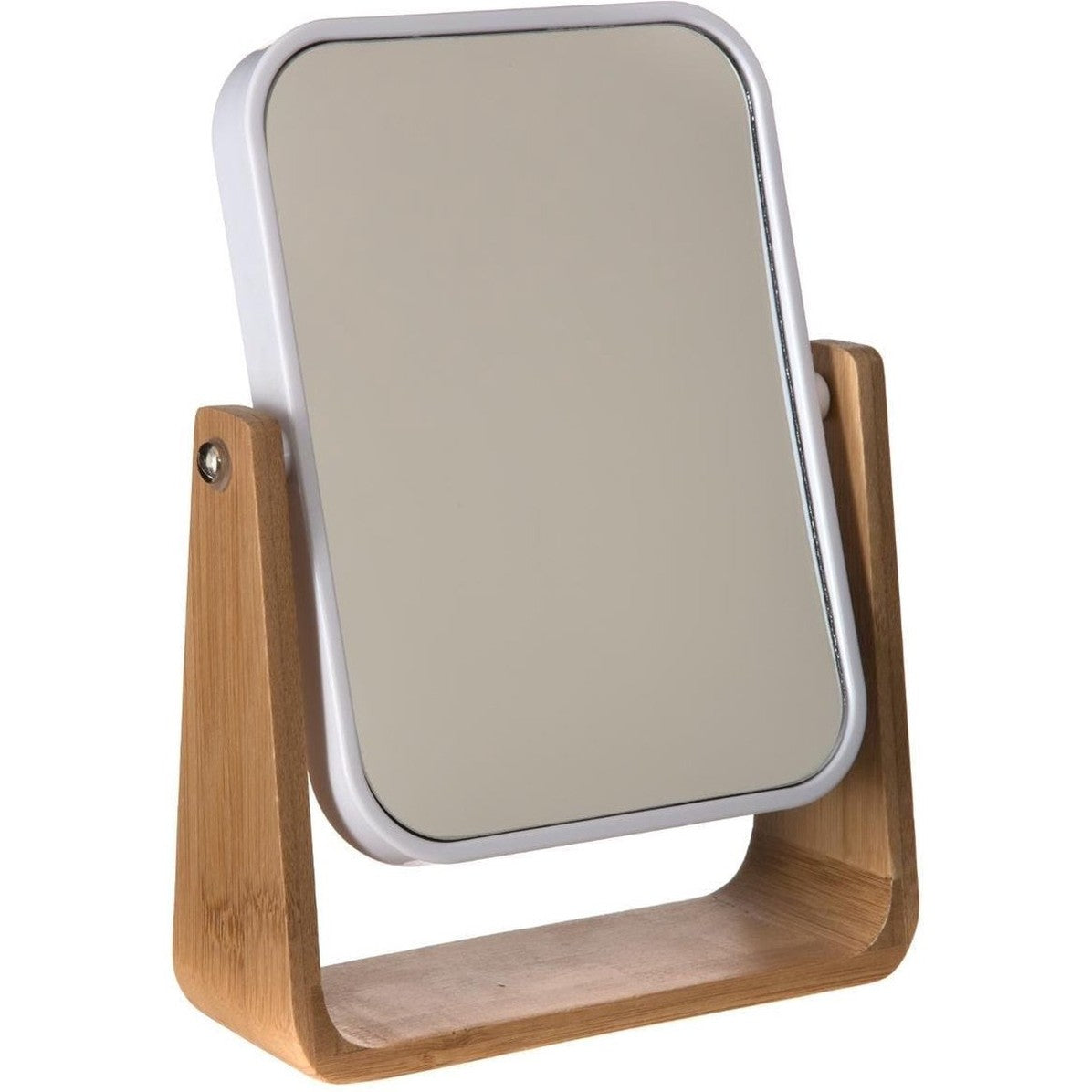 Dubbele make-up spiegel/scheerspiegel op voet 16 x 6 x 22 cm wit - Badkamer scheerspiegels op standaard