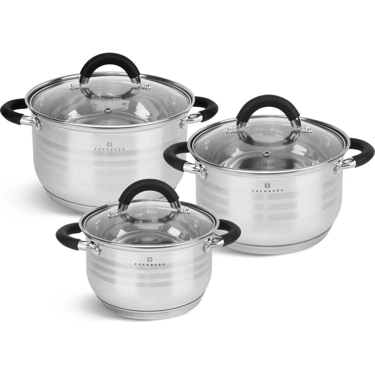 Edënbërg Classic Line - Luxe Pannenset - RVS - 6 delig - Sandwichbodem