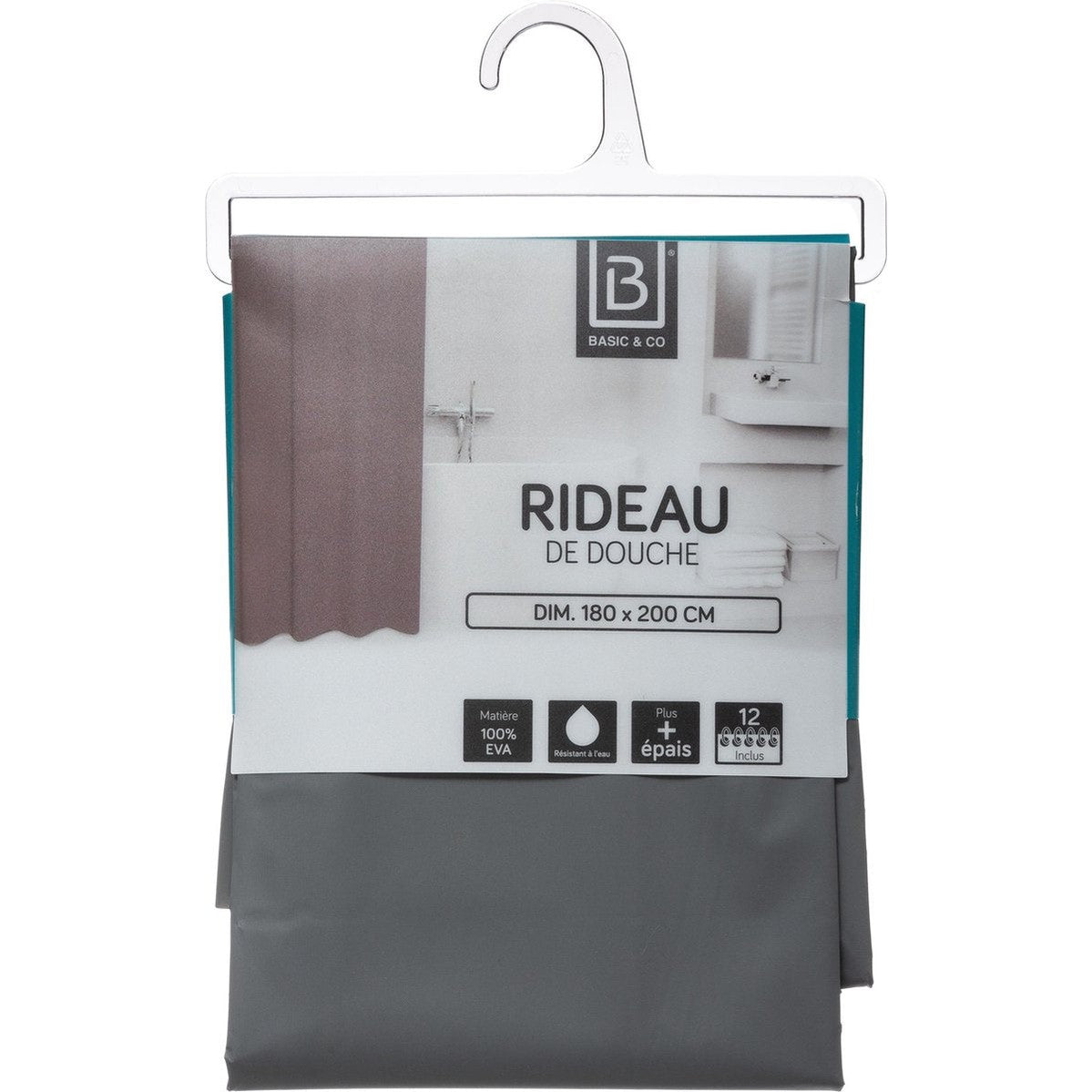 Five® - Douchegordijn - 180x200 cm - Grijs