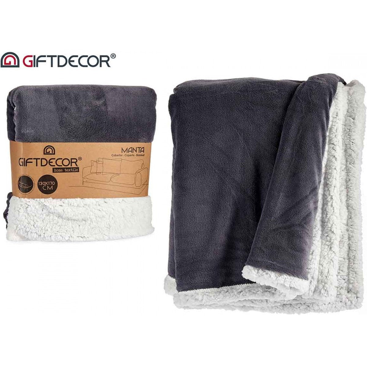 Fleece Deken Grijs Wit (130 x 170 cm)