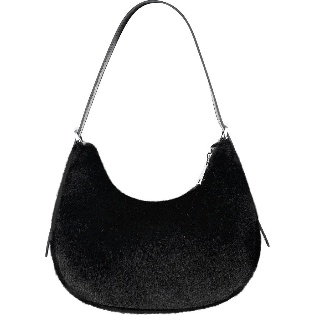 Fluffy schoudertas - Zwart - Nepbont