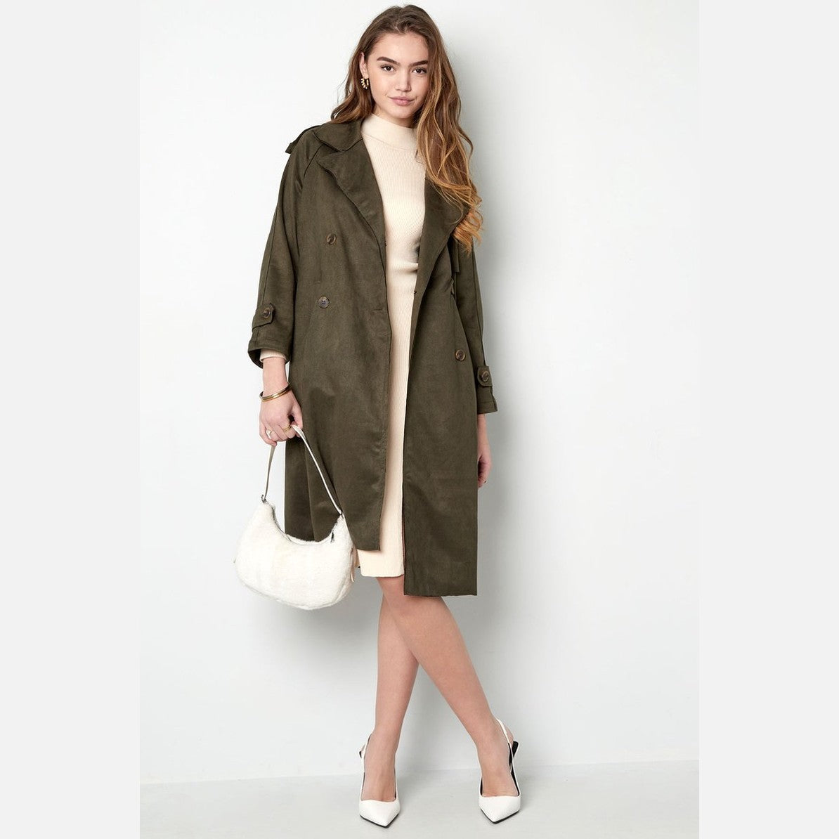 Fluffy schoudertas - Zwart - Nepbont