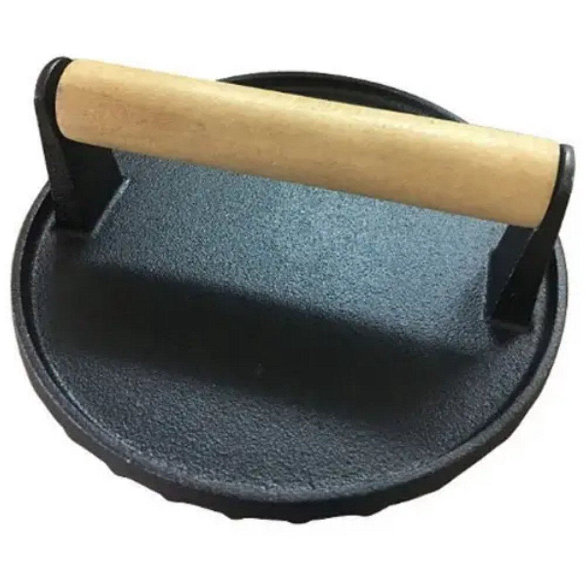 Gietijzeren Hamburgerpress XL – Zware Grill- en BBQ Press voor Hamburgers, Smashburgers en Vlees – 17,5 cm – Met Houten Handvat - Vleespress - Press voor gegrilde groenten - Rond