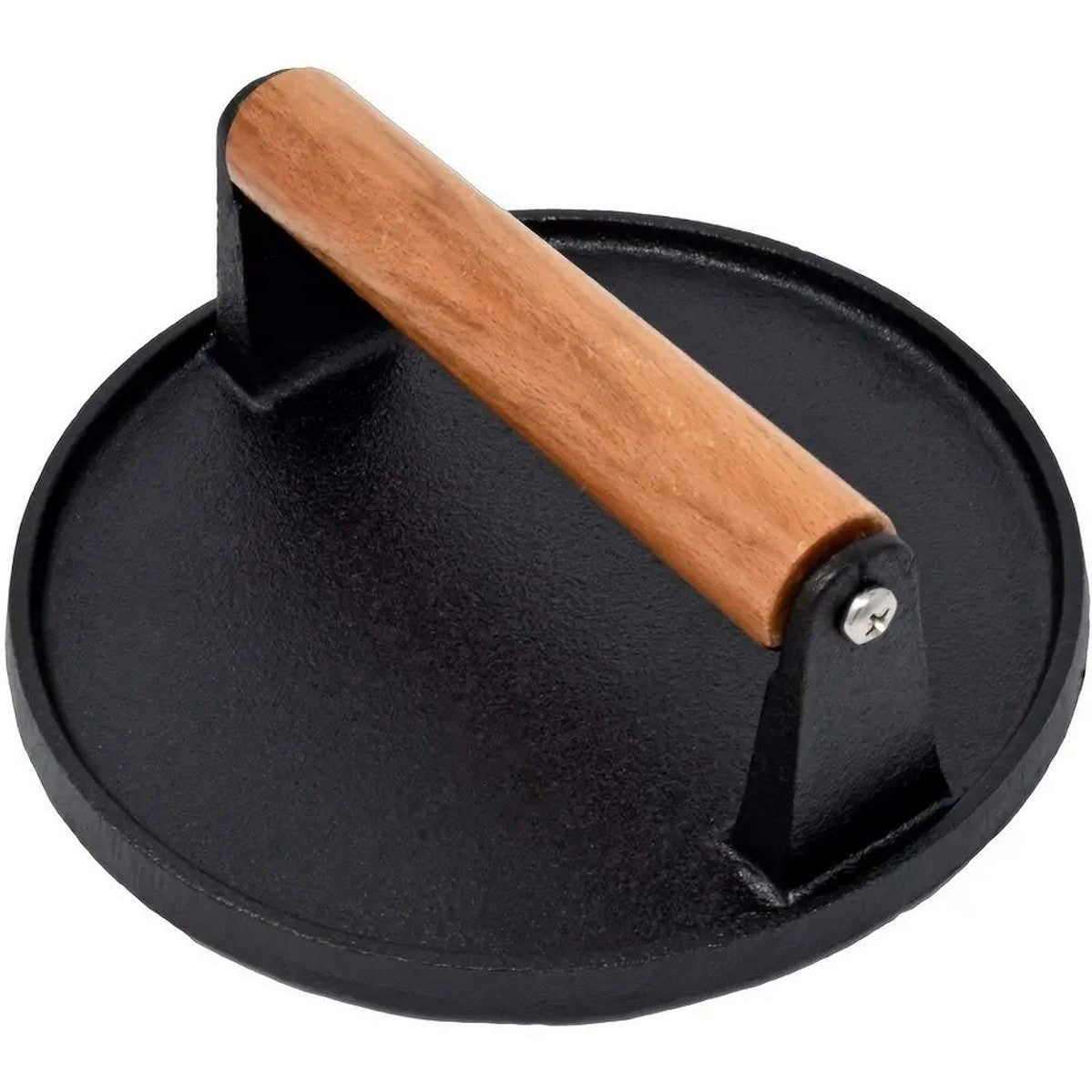 Gietijzeren Hamburgerpress XL – Zware Grill- en BBQ Press voor Hamburgers, Smashburgers en Vlees – 17,5 cm – Met Houten Handvat - Vleespress - Press voor gegrilde groenten - Rond