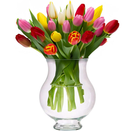 Giftdecor Bloemenvaas Artistica - luxe deco glas - helder transparant - 21 x 28 cm - sierlijke vaas