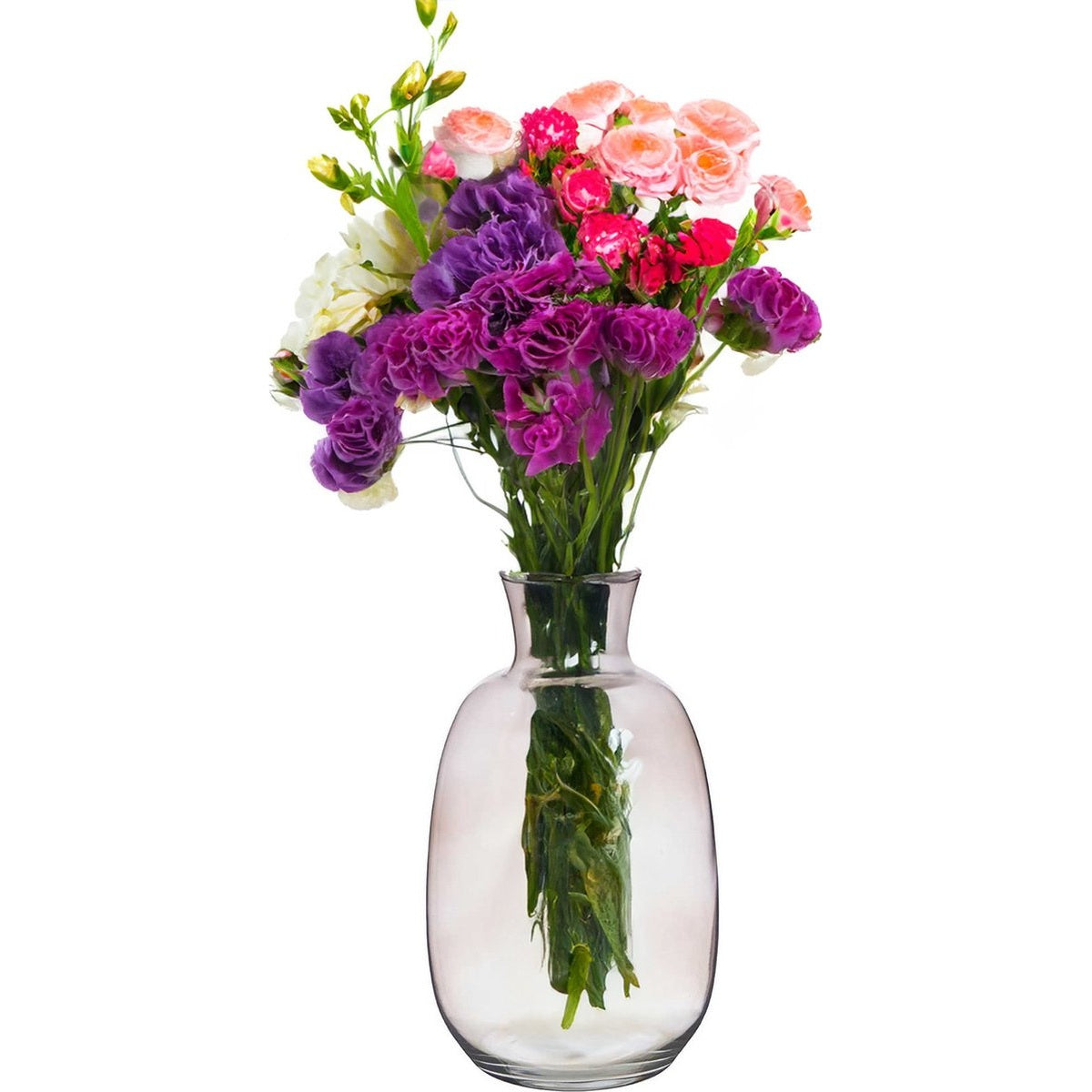 Giftdecor Bloemenvaas Crystal - luxe deco glas - grijs transparant - 21 x 36 cm - ovale bol vaas