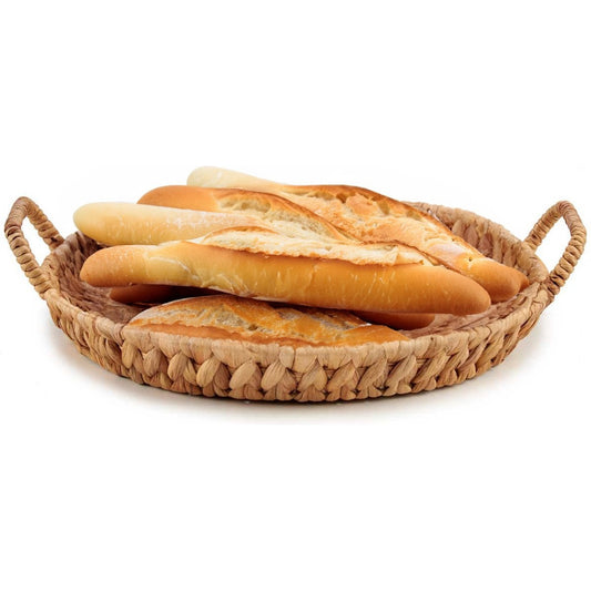 Giftdecor Opbergmandje/Broodmandje - gevlochten riet - naturel kleur - 38 x 38 x 10 cm - serveermandje - met hengsels - fruitmand