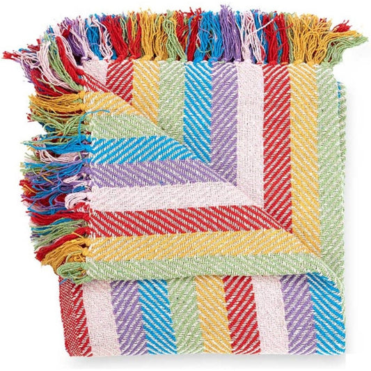 Giftdecor Plaid/bank deken Hamam - 125 x 150 cm - beddensprei - strepenmotief - multifunctionele deken