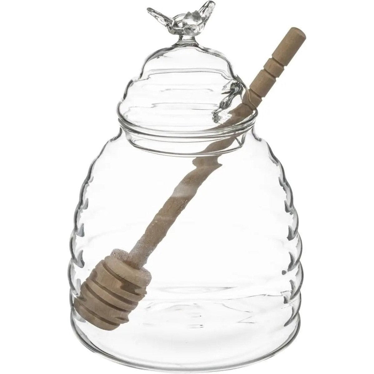 Glazen honingpot met honinglepel/stokje - 400ml - Keukenbenodigdheden/Honing potten