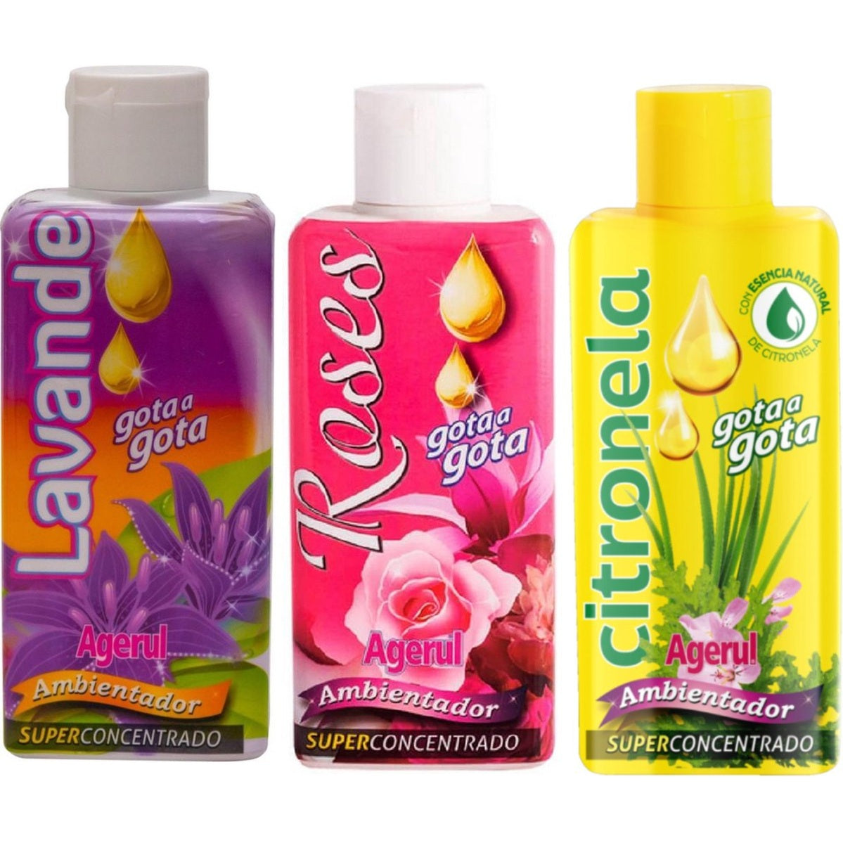 Gota Gota Mix pakket luchtverfrissers van 3 stuks - Lavendel- Roses -Citronela