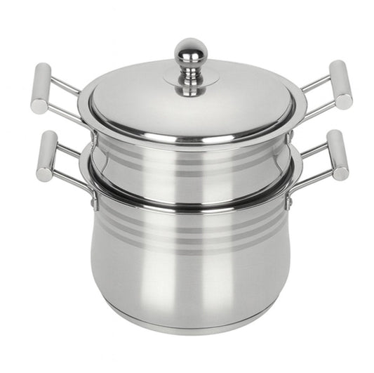 Hakal Couscouspan 12 liter - RVS Pan voor Inductie - PFOA Vrij - Geschikt voor Alle Warmtebronnen - Couscoussier - Stoompan - MODESTNOVA