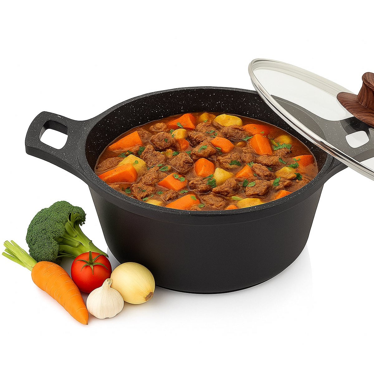 Hakal Gietaluminium Kookpan met Glazen Deksel – 28 cm