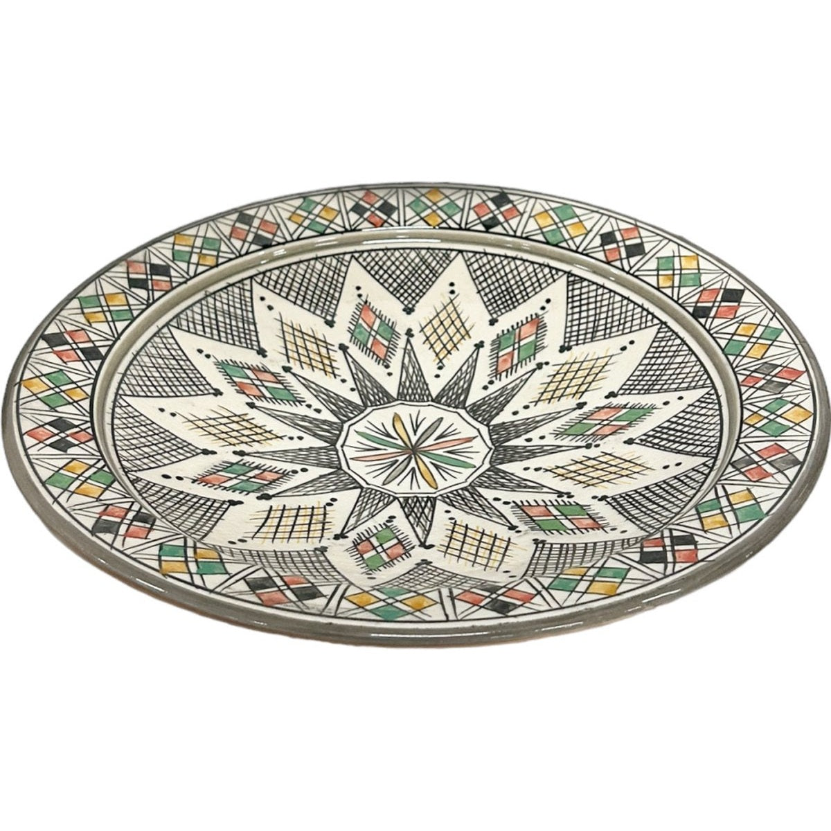 Handmade Marokkaanse aardewerk schaal grijs Ø35