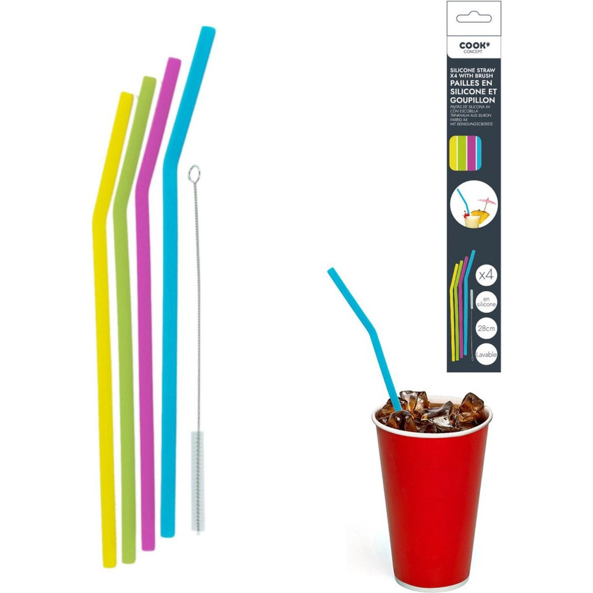 Herbruikbare siliconen rietjes 4stuks